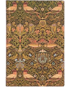 Paperblanks Планер Morris Birds, Mini, хоризонтален, мека корица, 88 листа, за 2025 година