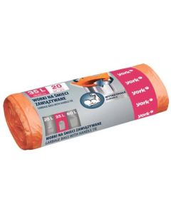 Торби за смет York, с връзка, оранжеви, 35 L, 20 броя