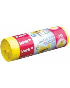 Торби за смет York, с връзка, жълти, 20 L, 30 броя