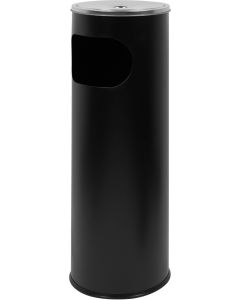 Office 1 Кош за отпадъци, с пепелник, 20.5 х 20.5 х 58 cm, Черен мат