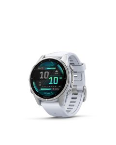 Смарт часовник Garmin Fenix 8 43 мм AMOLED, Silver с Whitestone силиконова каишка