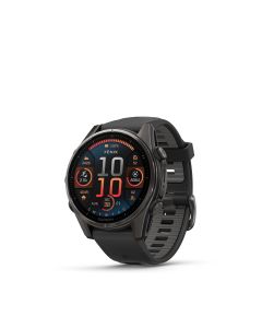 Смарт часовник Garmin Fenix 8 43 мм AMOLED, Sapphire - Carbon Gray DLC Titanium с Black/Pebble Gray силиконова каишка