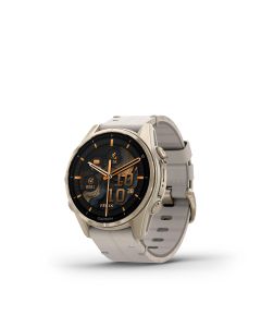 Смарт часовник Garmin Fenix 8 43 мм AMOLED, Sapphire - Soft Gold с Limestone кожена каишка