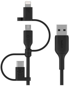 Кабел универсален Belkin Lightning/Micro-USB/USB-C/USB-A 1М, Черен