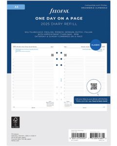 Filofax Пълнител за органайзер Classic, А5, за 2025 година, 1 ден на страница