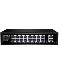 PoE суич 16x10-100M PoE + 2x1000M RJ45, 200W