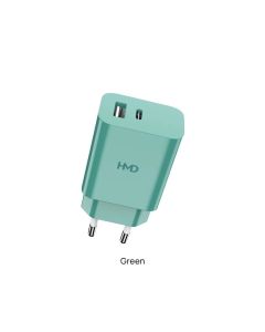 HMD DUAL PORT CHARG - 30 W, Два USB порта: USB-A и USB Type-C™ за двойно зареждане, Зелен