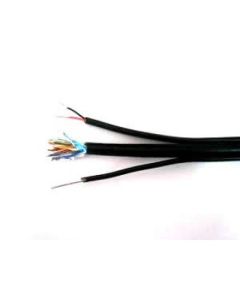 Кабел FTP/M Cat5e 24AWG Cu + 2x0,75mm CCA захранващи проводници, 305 метра