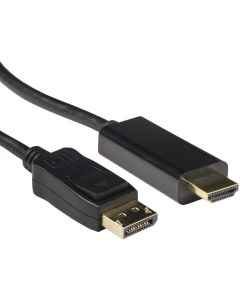 Кабел ACT AK3990, DisplayPort мъжко - HDMI-A мъжко, 1.8 м, Черен, булк опаковка