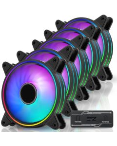 Комплект вентилатори EZDIY-FAB Moonlight Black RGB PWM 120mm - 5 Pack