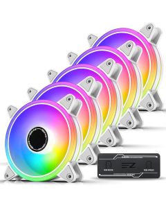 Комплект вентилатори EZDIY-FAB Moonlight White RGB PWM 120mm - 5 Pack