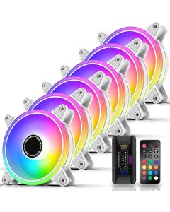 Комплект вентилатори EZDIY-FAB Moonlight White RGB PWM 120mm - 6 Pack
