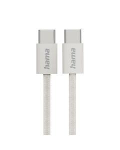 HAMA Кабел за зареждане Fabric, USB-C - USB-C, 1 m, Nylon, сив
