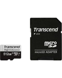 Transcend 512GB micro SD w- adapter UHS-I U3, High Endurance