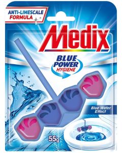 Ароматизатор за тоалетна Medix WC Blue Power, твърдо блокче, синя вода, 55 g