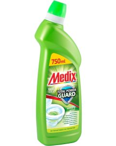 Препарат за почистване на тоалетни Medix Total Power Guard, гел, ябълка, светлозелен, 750 ml