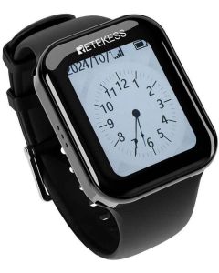 RETEKESS TD113, Часовник-пейджър за повиквания от бутони, TouchScreen, IP67, 433 MHz, 24 часа standby, черен