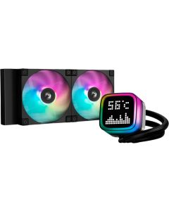 DeepCool LP240, 240mm CPU Liquid Cooler, 2x120mm ARGB PWM Fans, Dot-matrix Screen, Anti-Leak Technology, Black