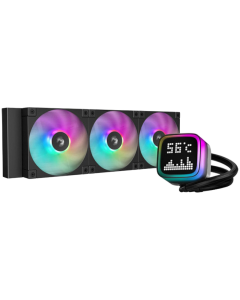 DeepCool LP360, 360mm CPU Liquid Cooler, 3x120mm ARGB PWM Fans, Dot-matrix Screen, Anti-Leak Technology, Черен