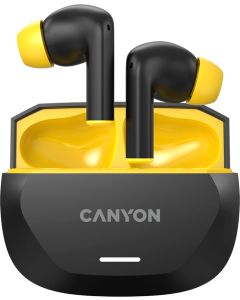 CANYON headset HEXAGON 7 TWS ANC+ENC Wireless Charge, Черни/Жълти