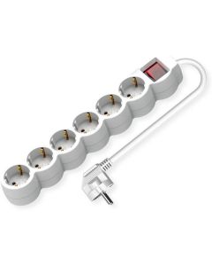 VALUE 19.99.0956 :: Разклонител, 6 гнезда, с ключ, бял, 3.0 м