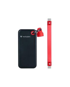 Външен SSD твърд диск Verbatim Pocket, 1 TB, джобен, USB 3.2, черно-червен