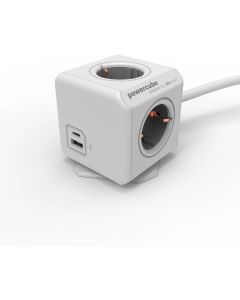 DesignNest PowerCube Extended 10435 разклонител, 4 гнезда, USB A+C 1.5м кабел