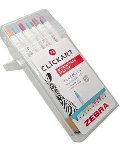 Zebra Флумастер Clickart, автоматичен, 12 цвята