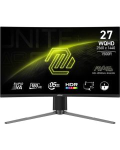 MSI MAG 27CQ6PF Curved Gaming Monitor, 27" 180Hz, WQHD (2560x1440) 16:9, Rapid VA Anti-glare, 1500R Curve, 0.5ms, 300nits, 5000:1, 178-178, AMD FreeSync, HDR Ready, Adjustable Stand, 1x DP, 2x HDMI, 3Y Warranty