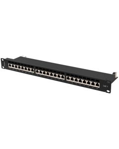 Lanberg patch panel 24 port 1U 19" CAT.7 ftp with cable organizer shielded black