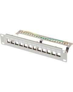 Lanberg patch panel blank 12 port 1U 10" ftp for keystone modules grey v2