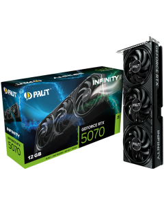 PALIT GeForce RTX 5070 Infinity 3 12GB GDDR7 192 bit, 1x HDMI 2.1b, 3x DP 2.1b, 3 Fan, 1x 16-pin pwr connector, 650W, board size 291.9 x 116.6 x 41.3 mm, NE75070019K9-GB2050S