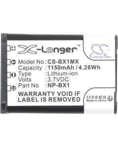 SONY NP-BX1 LiIon - Батерия за фотоапарат, 3.7 V, 1150 mAh Cameron Sino; CS-BX1MX