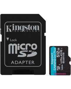 Kingston Canvas Go! Plus Gen4 microSDXC - 512 GB, 200MB/s., Card + Adapter