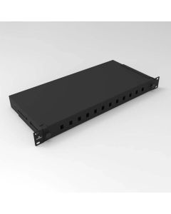 19" Оптичен панел за 12 симплексни SC адаптера, 1U, изтеглящ се, черен, Conneu