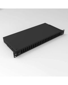 19" Оптичен панел за 24 дуплексни SC адаптера, изтеглящ се, 1U, черен, Conneu