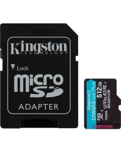 Kingston 512GB microSDXC Canvas Go Plus Gen4 200MB-s A2 U3 V30 Card + Adapter