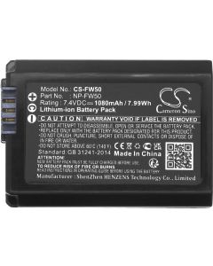 Cameron Sino - Съвместима със Sony NP-FW50 LiIon, 1080 mAh, 7.4 V; CS-FW50