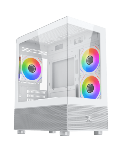 Alphard M Arctic, Mini Tower, Micro ATX, 4 вентилатора x 120mm ARGB, 1 (USB Type-A), 2 (USB Type-A), 1х 3,5\'\', 1х 2,5\'\', Бял