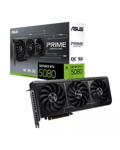 Asus Prime GeForce RTX 5080, 16GB GDDR7, 256-bit, 2685 MHz, 16-pin PCIe Gen 5, 7680 x 4320, 3x Native DP 2.1b, Native HDMI 2.1b