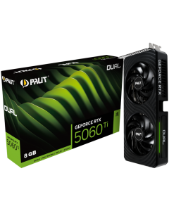 PALIT GeForce RTX 5060 Ti Dual 8GB GDDR7 128 bit, 1x HDMI 2.1b, 3x DP 2.1b, 2 Fan, 1x 8-pin pwr connector, 600W, 262.1 x 126.3 x 40.1 mm, NE7506T019P1-GB2062D