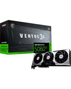MSI Video Card NVIDIA GeForce RTX 5060 Ti 16G VENTUS 3X OC, 16GB GDDR7, 128-bit, 2617 MHz Boost, 4608 CUDA Cores, PCIe 5.0 (x8), 3x DP 2.1b, HDMI 2.1b, RAY TRACING, Triple Fan, 180W TDP, 8-pin PCIe Power, G-SYNC, 2-Slot, 3Y