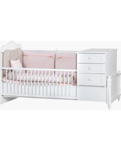 Бебешка кошара и детско легло 2в1 NIL 80 х 180 см - бяла