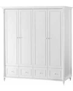 Четирикрилен детски гардероб  с чекмеджета NIL - бял