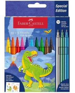 Faber-Castell Флумастери Динозавър, 10 стандартни и 3 металикови цвята