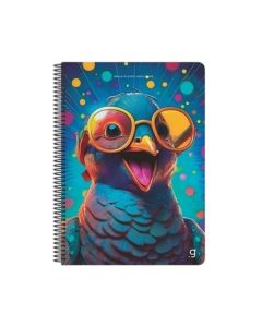 Gipta Тетрадка Smile, A4, бяла хартия, широки редове, PP корица, със спирала, 80 листа