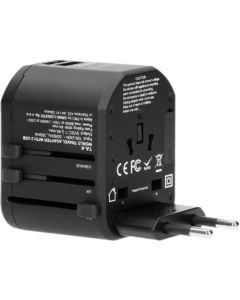 Преходен адаптер универсален USA/UK/EURO/AUS с 2x USB порт 5V 2.4A 100-240V 8A - Orno TA-6