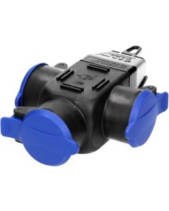 Щекер троен 3x 2P+E Шуко с капачки IP44 Черен - Orno OR-AE-1346(GS)