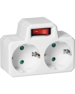 Адаптер за контакт 2x 2P+E Шуко с ключ I/O Бял - Orno OR-AE-13187(GS)