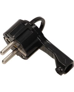 Щепсел плосъл 2P+Z 16A с ринг за кабел под 90° Черен - Orno OR-AE-1379/B